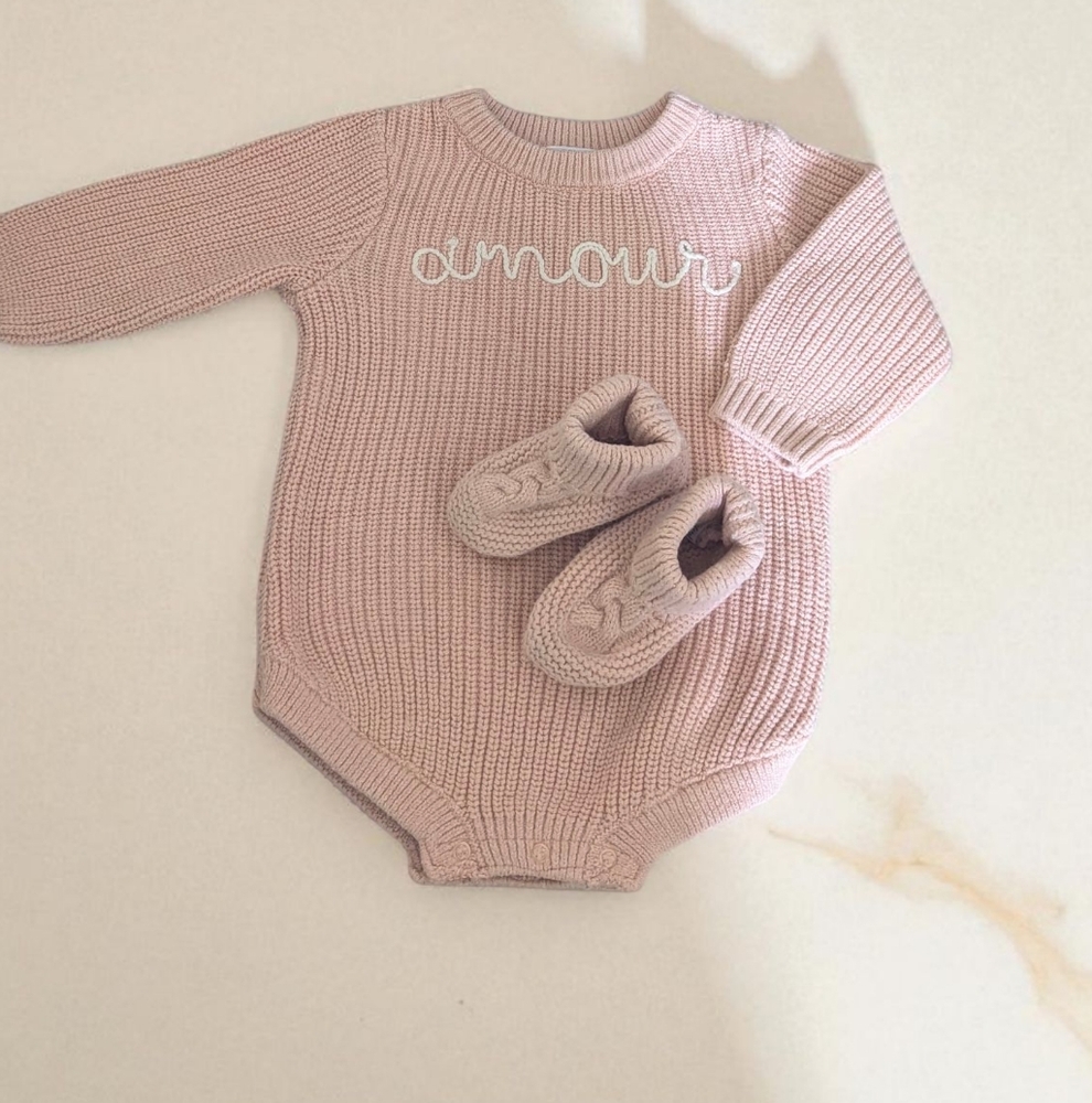 Pink Knit Baby Shoes